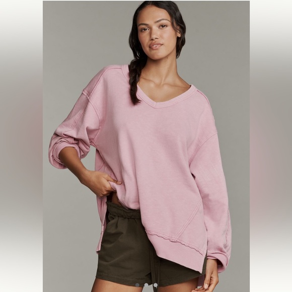 Anthropologie Pilcro Long-Sleeve V-Neck Oversized Popover Top - Picture 3 of 14